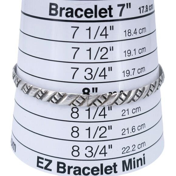 Vintage Mexico Sterling Silver 925 Textured Bangle Bracelet 8" - Picture 6 of 8